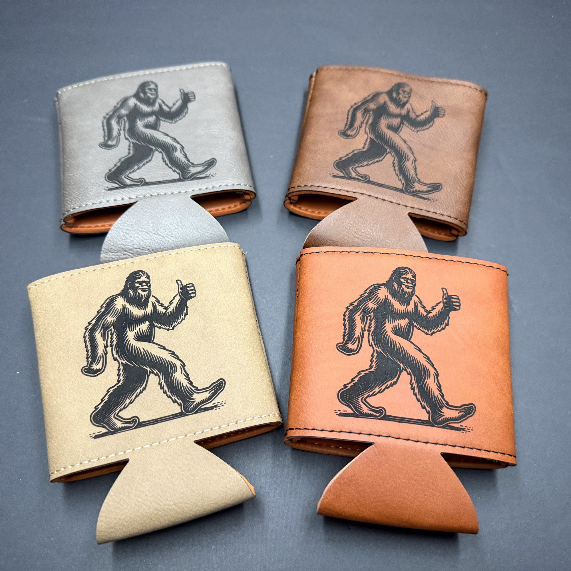 Bigfoot Thumbs Up 3 3/4" Leatherette Beverage Holder