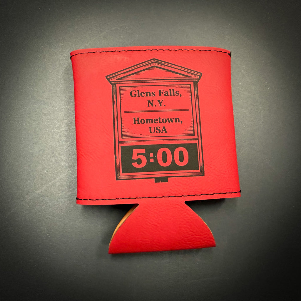 Glens Falls Bank Clock 3 3/4" Leatherette Beverage Holder