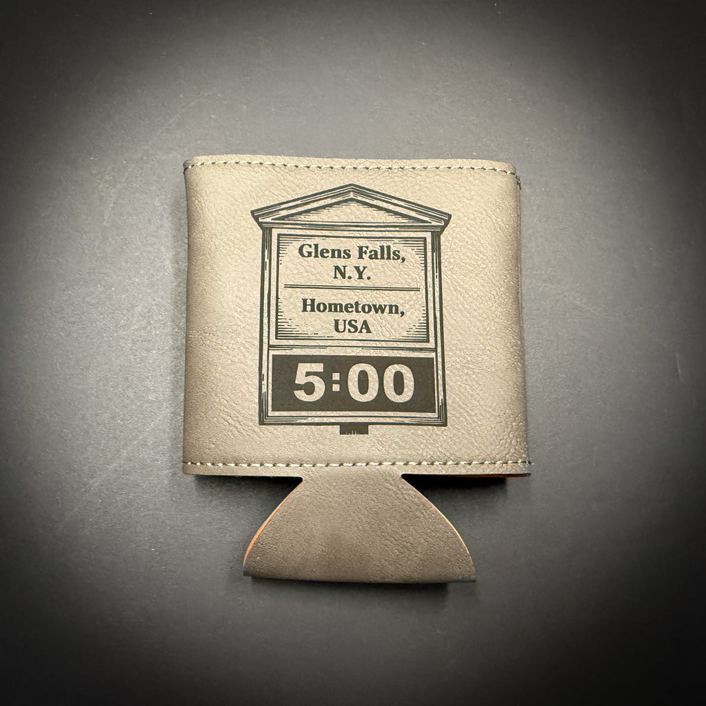 Glens Falls Bank Clock 3 3/4" Leatherette Beverage Holder