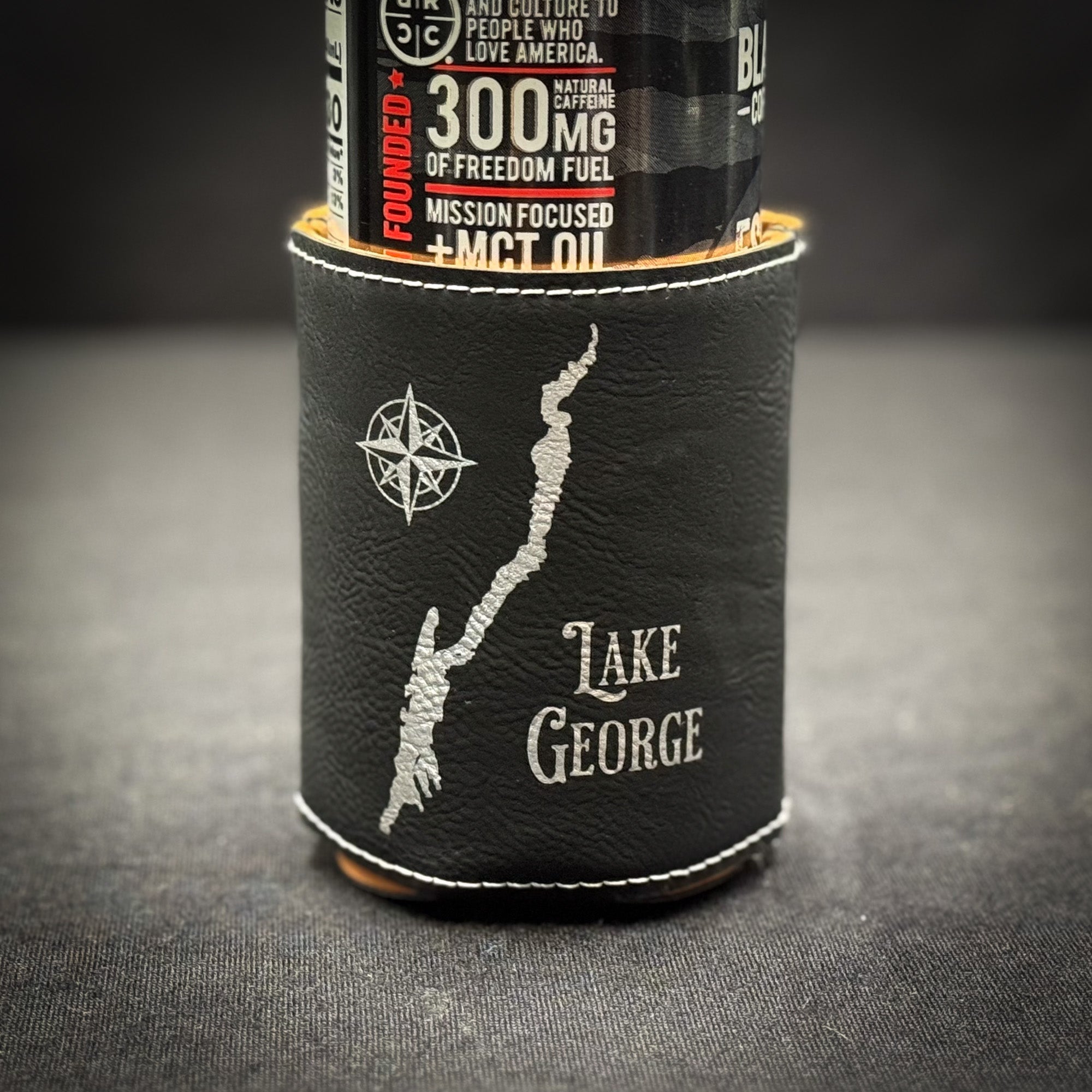 Make My Lake Vintage  Leatherette Can Holder