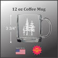 3 Trees 12 oz Engraved Glass Handled Coffee Mug