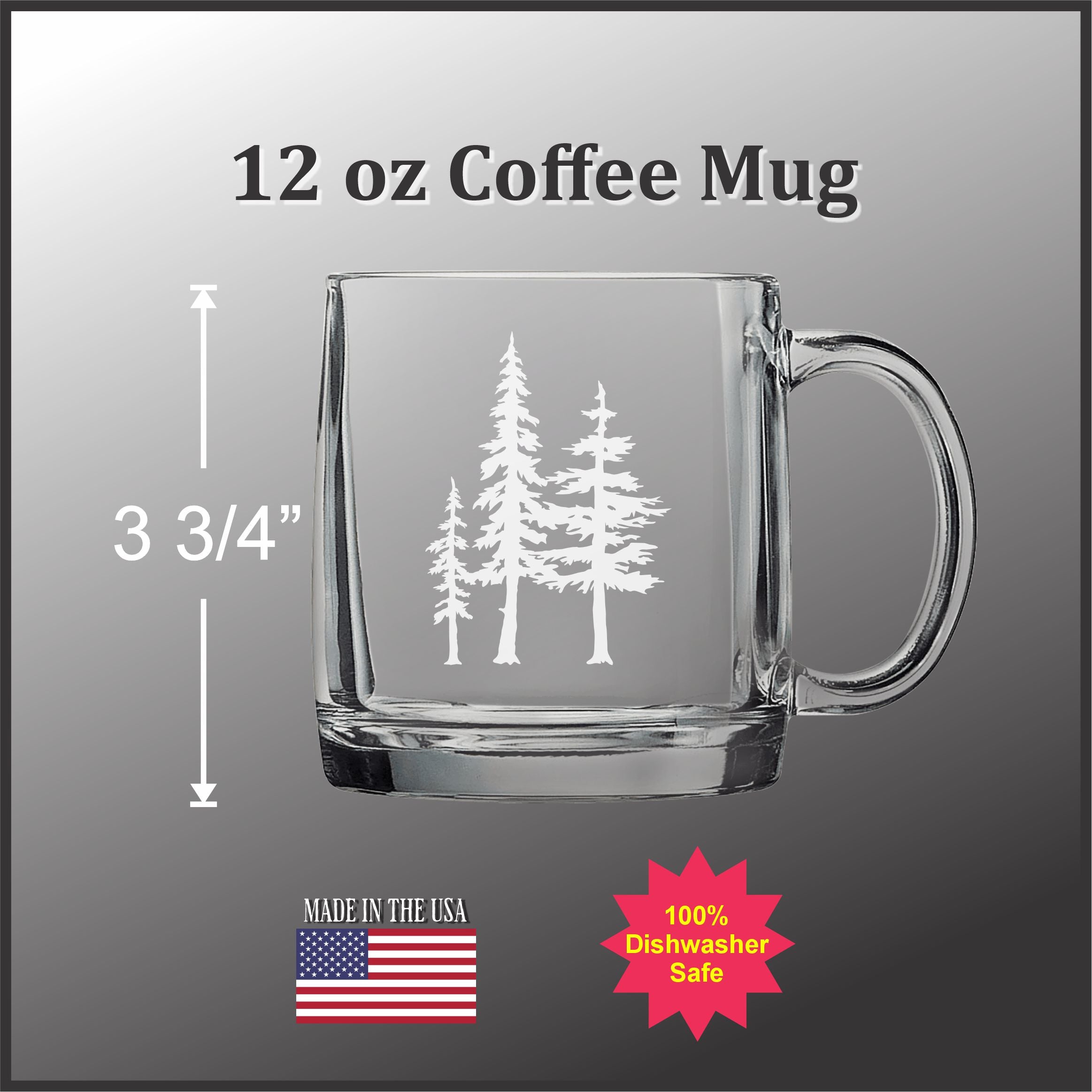 3 Trees 12 oz Glass Handled Coffee Mug