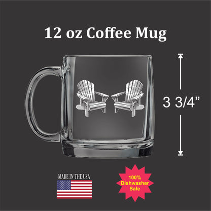 Adirondack Chairs Vintage  12 oz Glass Handled Coffee Mug