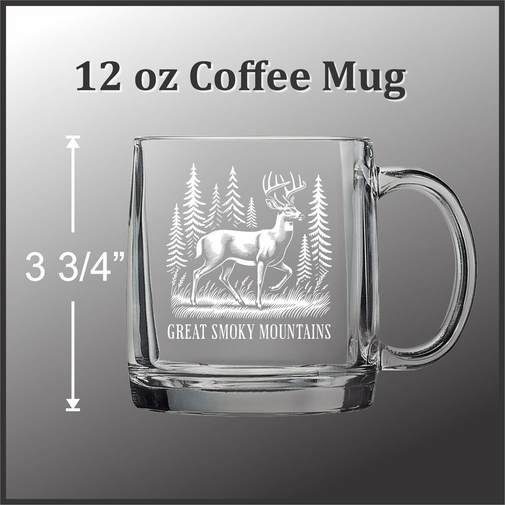 Deer in a Forest  12 oz Glass Handled Coffee Mug