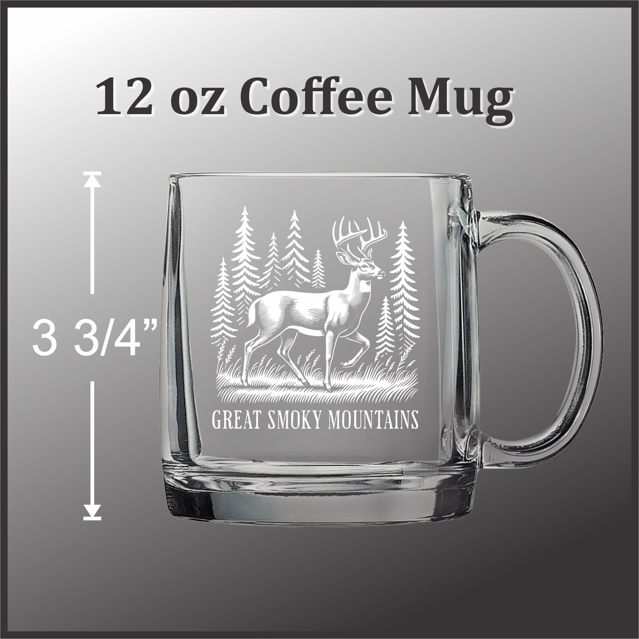 Deer in a Forest  12 oz Glass Handled Coffee Mug
