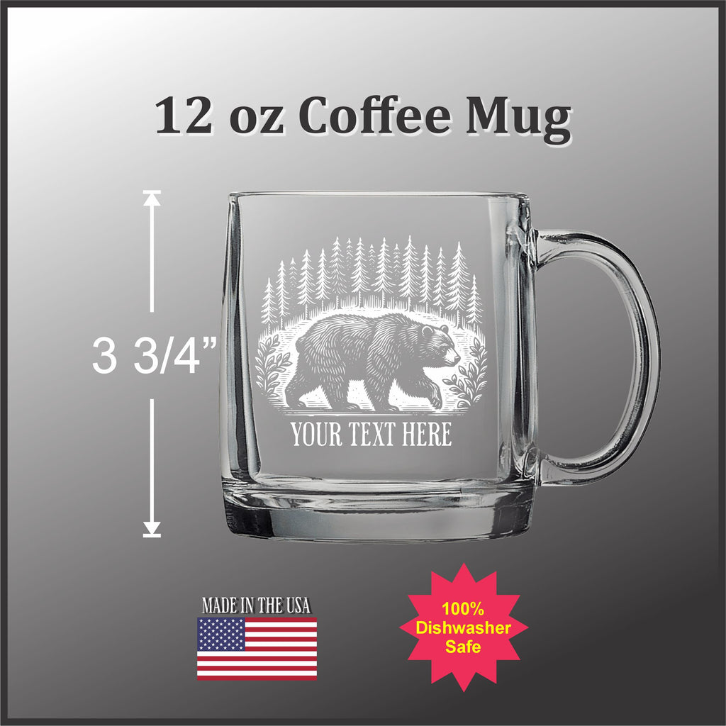 Bear in a Forest  12 oz Glass Handled Coffee Mug