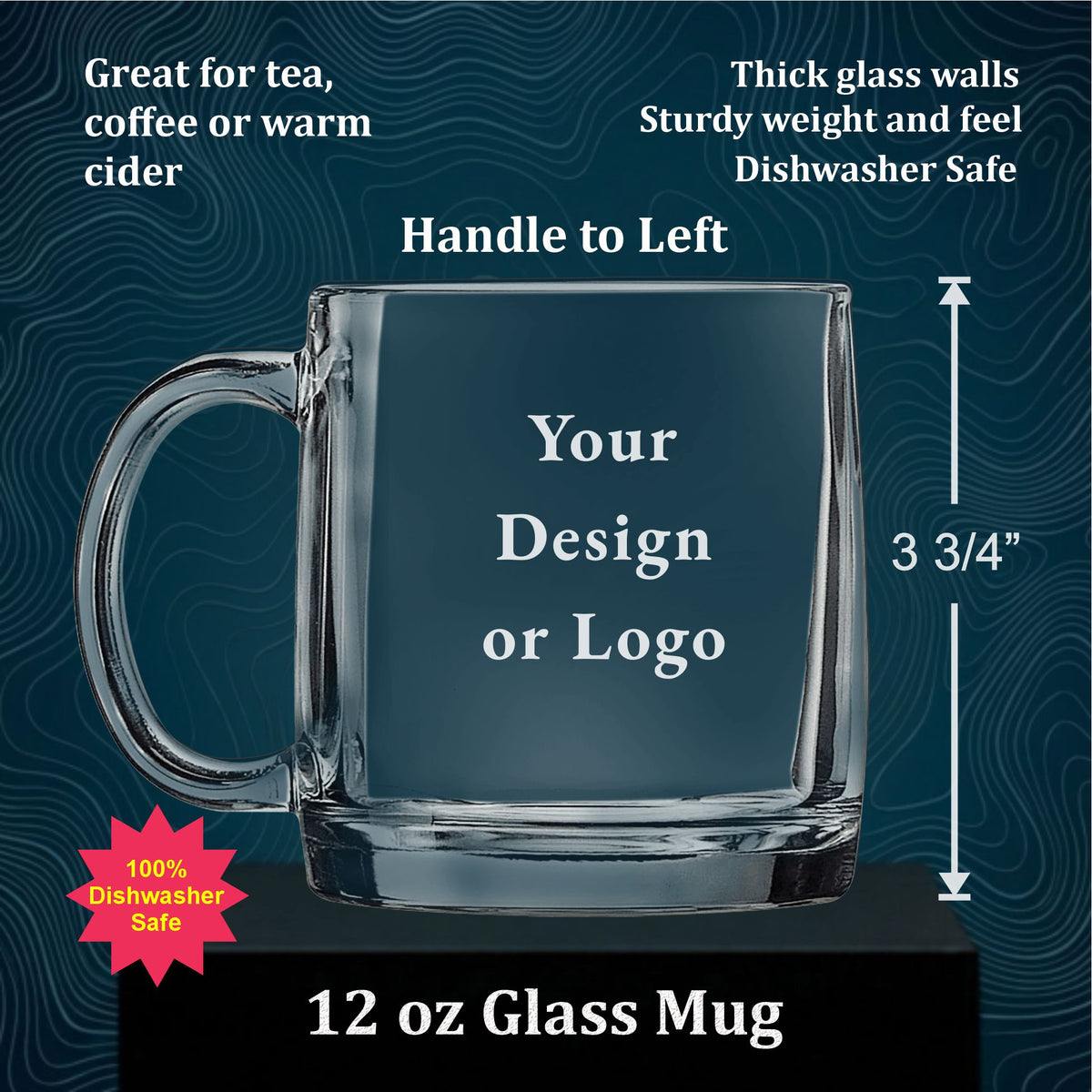 Your Design or Logo 12 oz Glass Handled Coffee Mug
