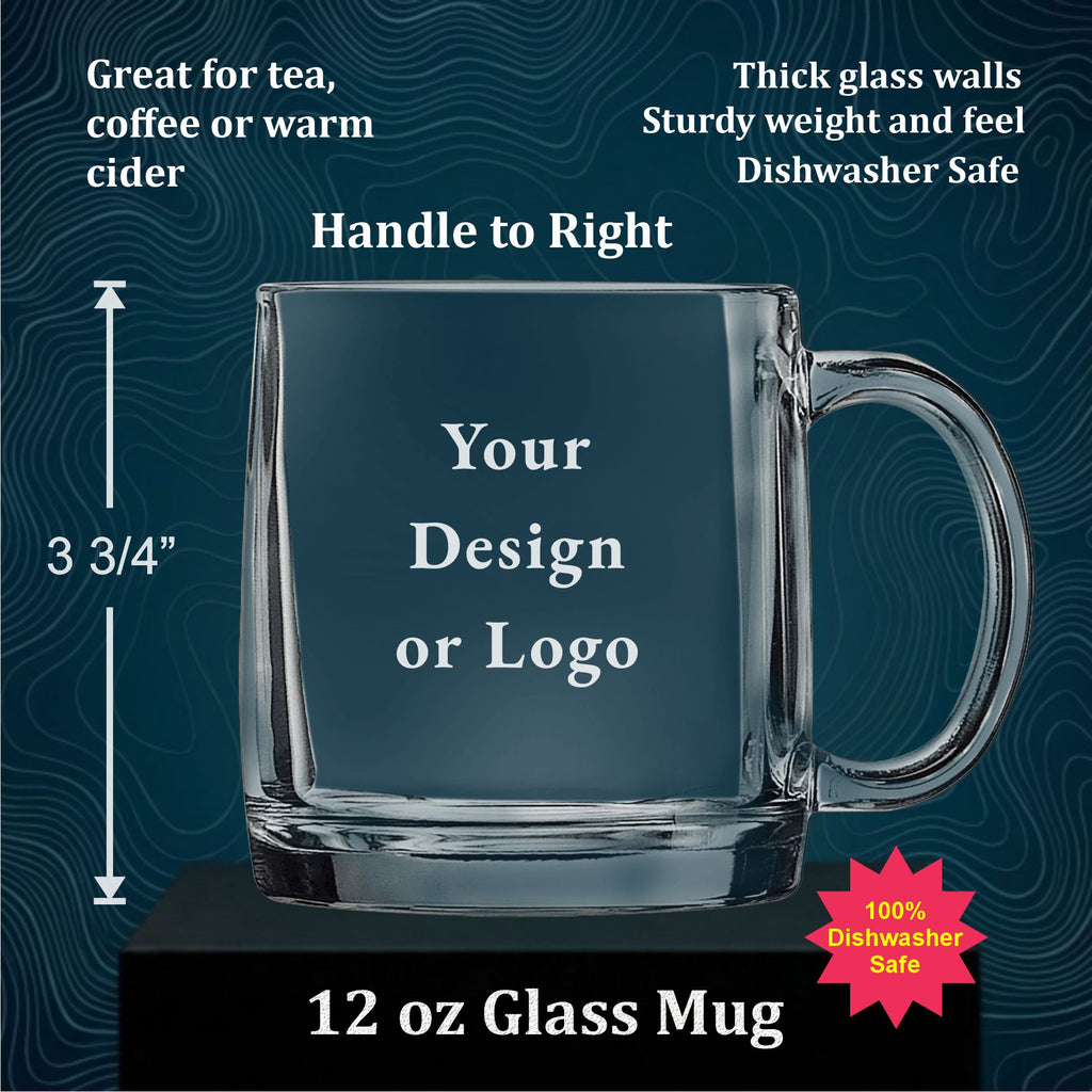 Your Design or Logo 12 oz Glass Handled Coffee Mug