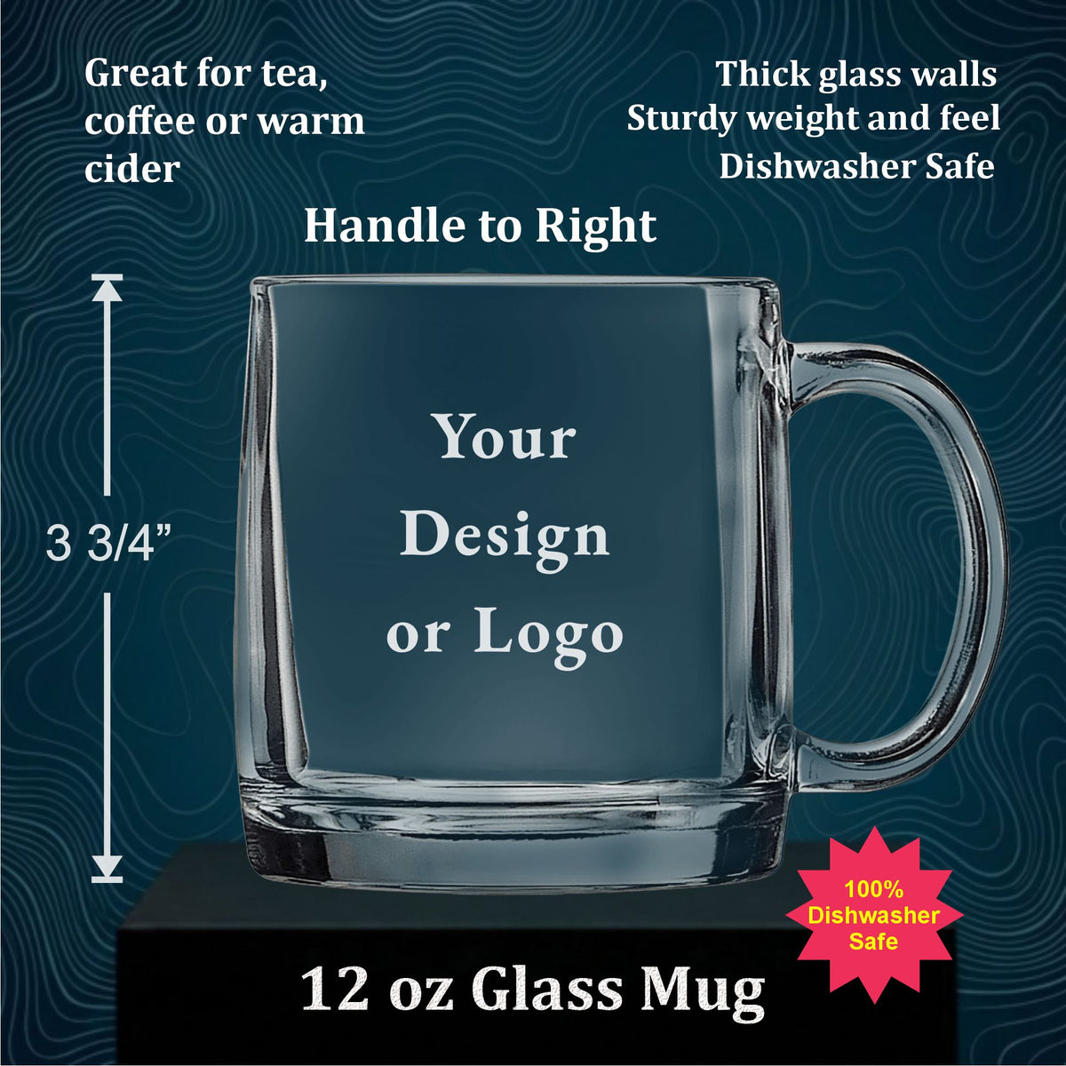 Your Design or Logo 12 oz Glass Handled Coffee Mug
