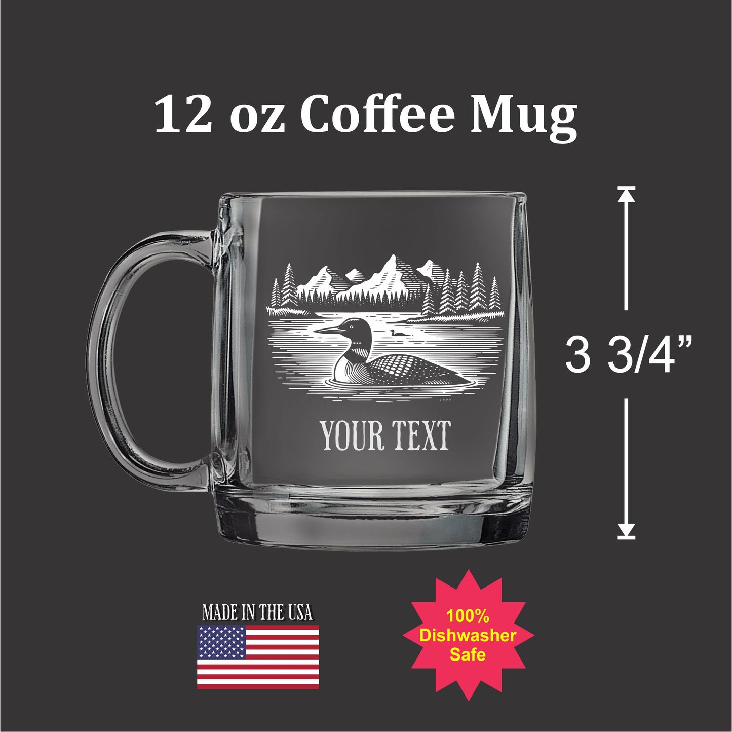 Loon on a Lake 12 oz Glass Handled Coffee Mug