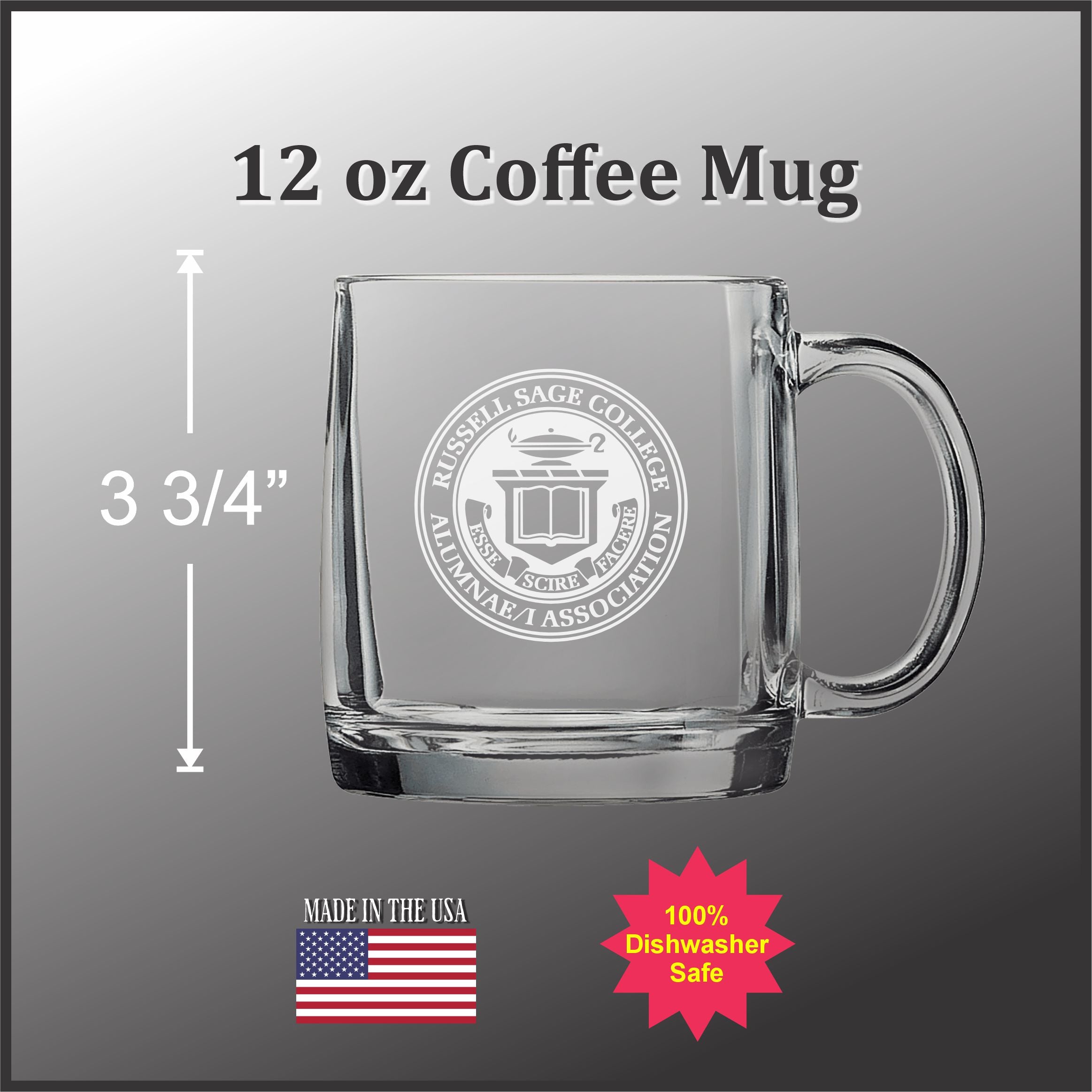 Russell Sage Alumnae/i 12 oz Glass Handled Coffee Mug