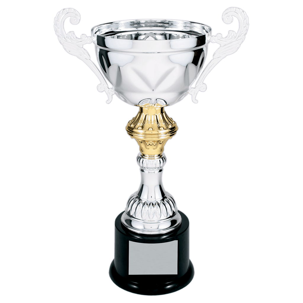 Silver 11 1/2" Completed Metal Cup Trophy on Plastic Base