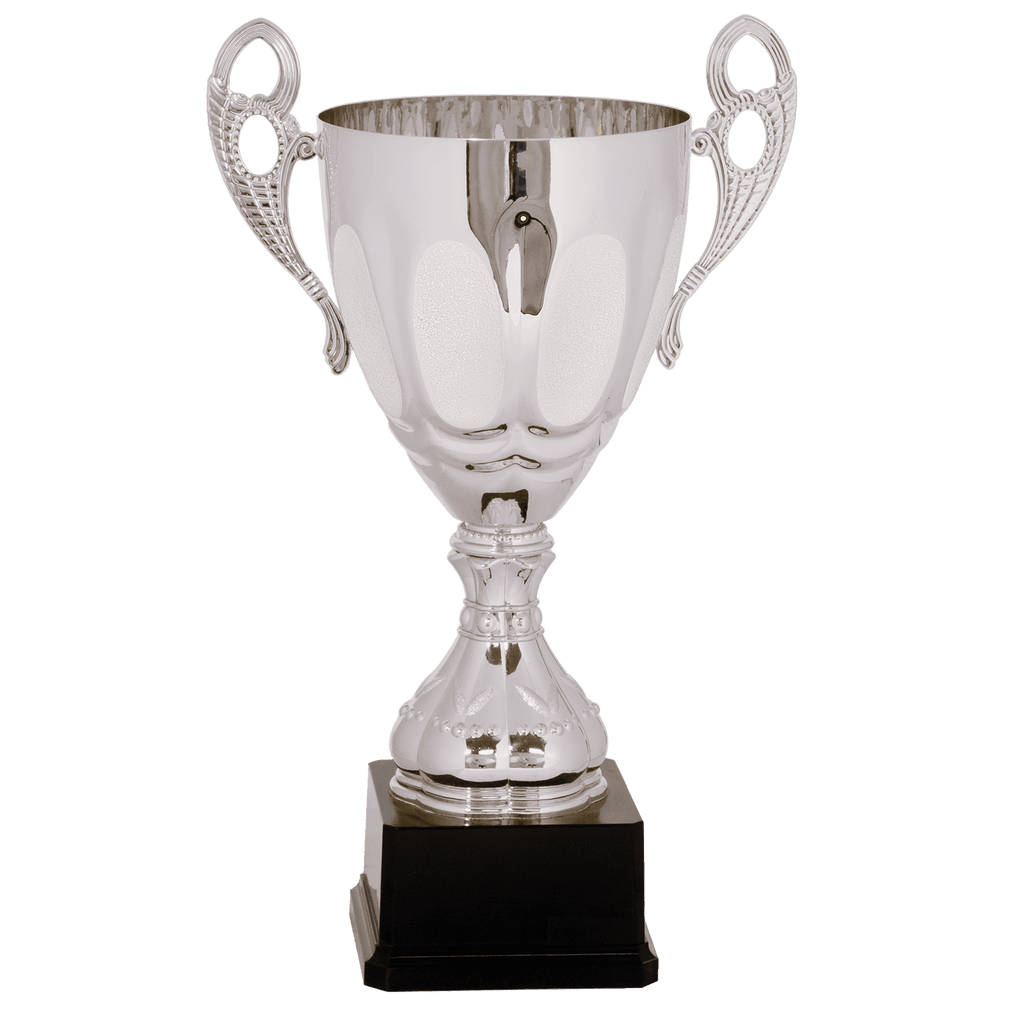 Silver 15 3/4" Completed Metal Cup Trophy on Plastic Base