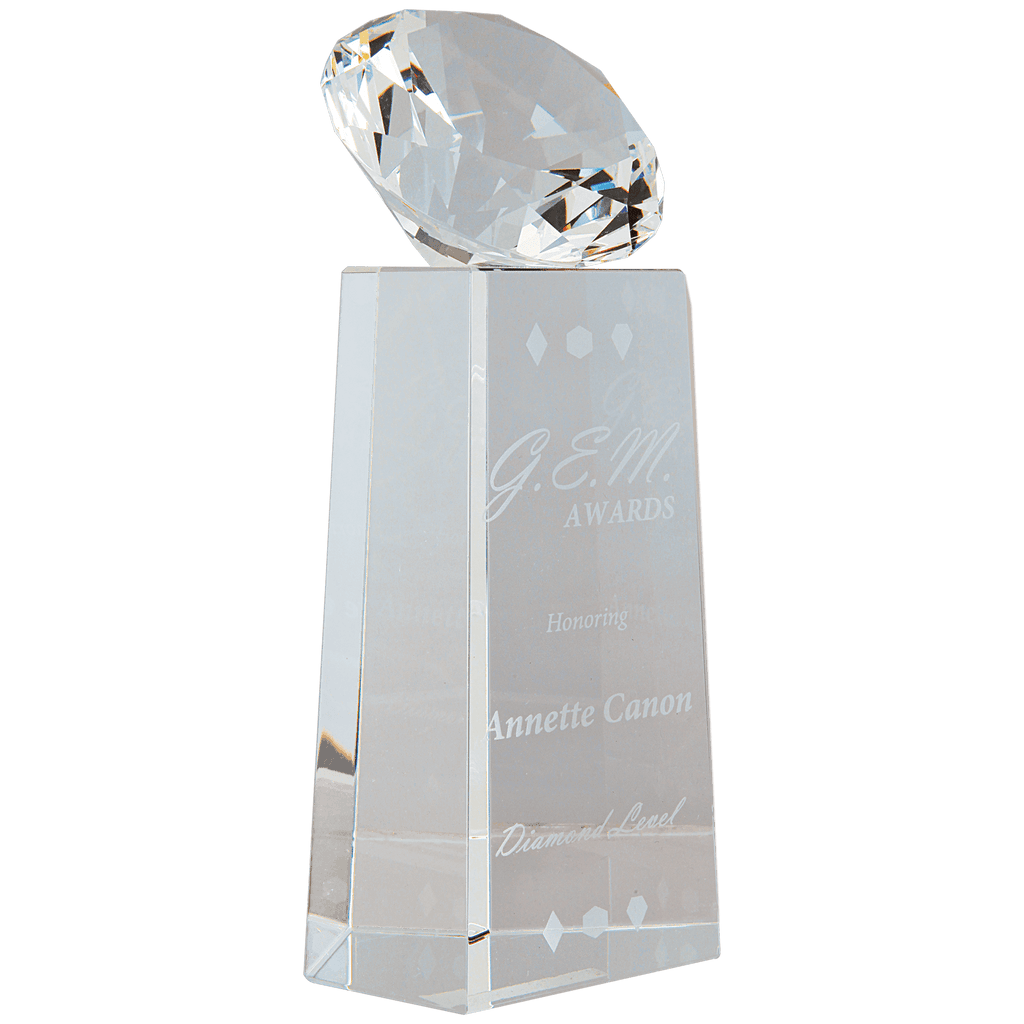 Clear 7 3/4" Crystal Diamond on Crystal Pedestal