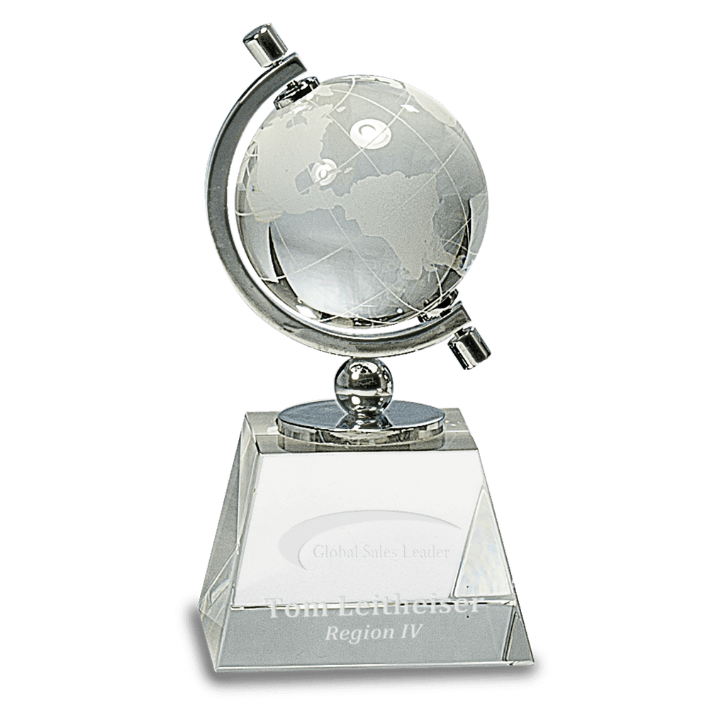 Clear 6" Crystal Spinning Globe on Base