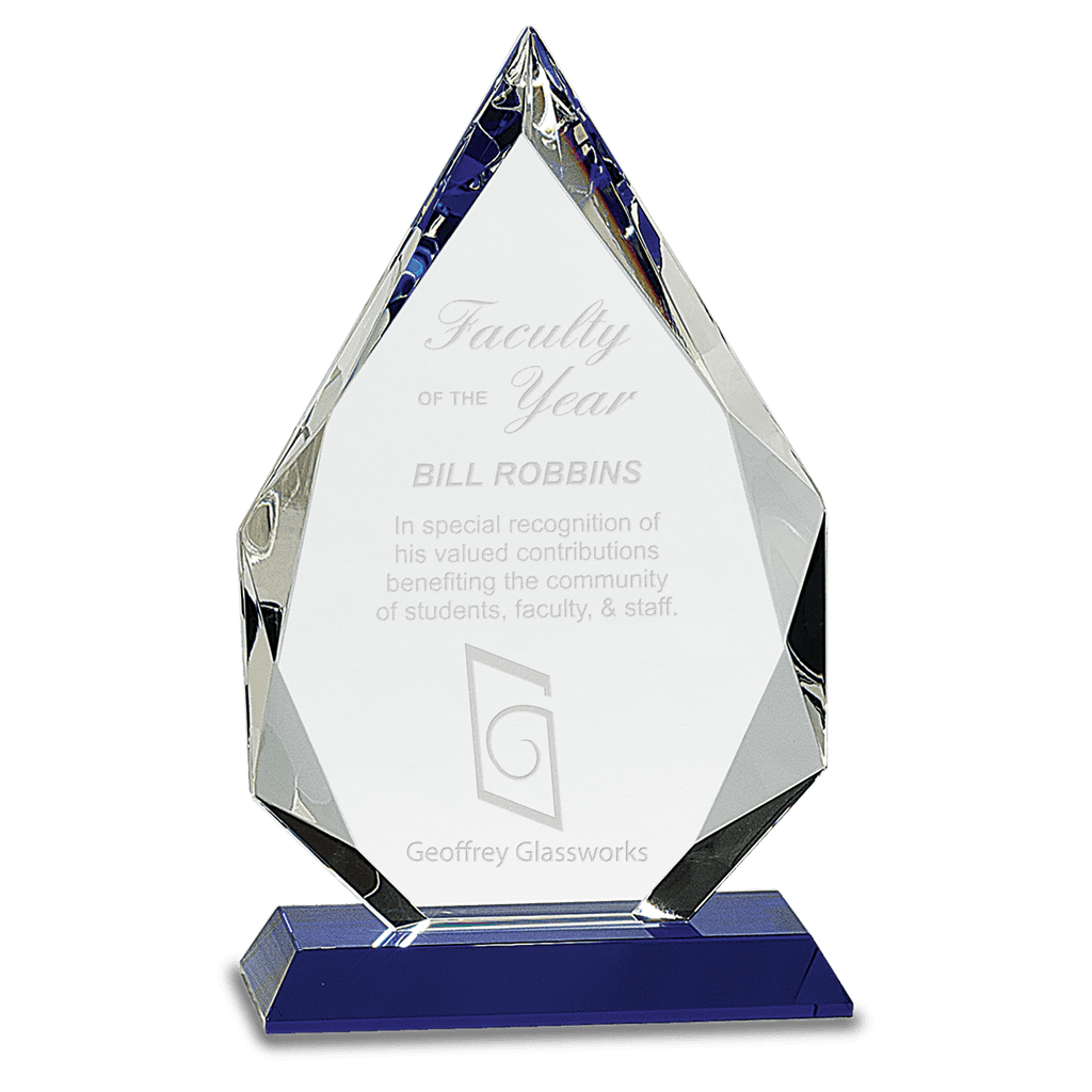 Blue 10" Diamond Crystal on Pedestal Base
