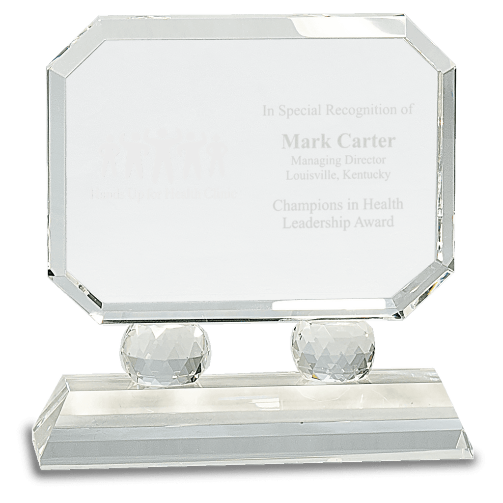 Clear 6" Rectangle Crystal on Pedestal Base