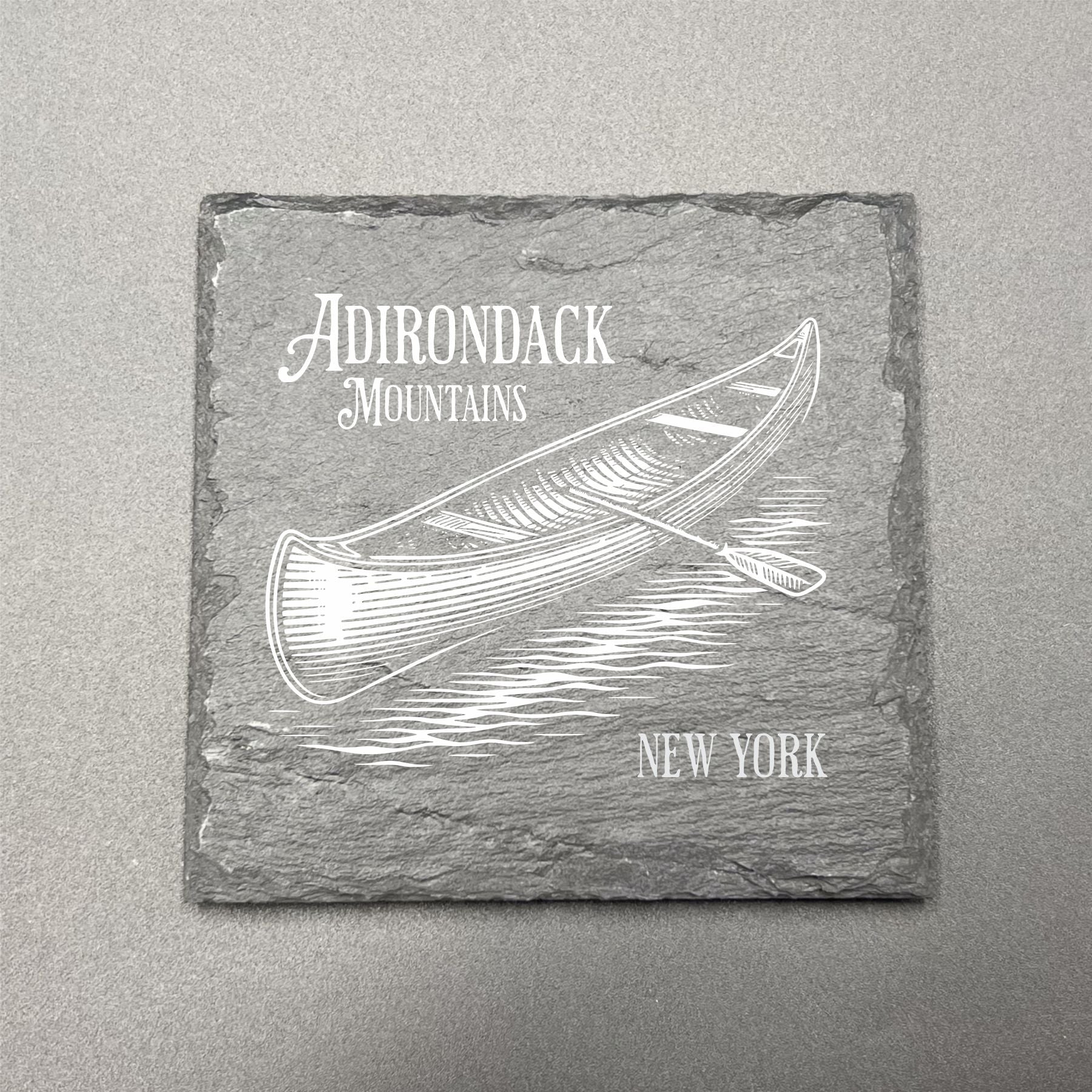 Canoe Adirondack Mountains - Slate Coaster