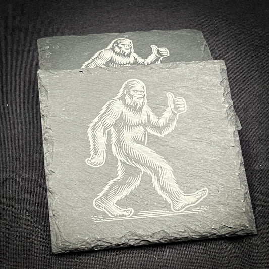 Bigfoot Thumbs up - 4" Square Slate Coaster (In Store)