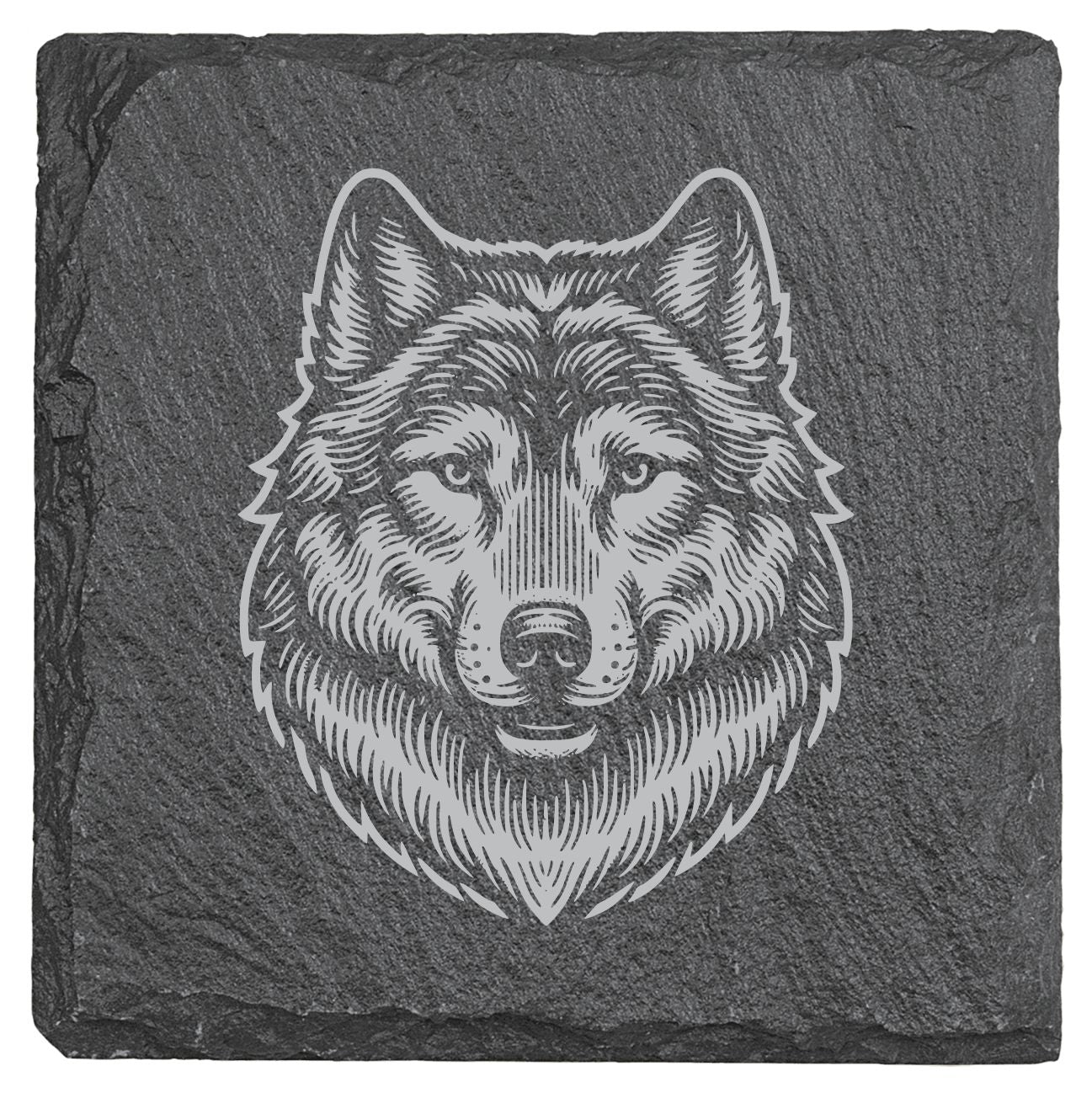 Wolf - 4" Square Slate Coaster