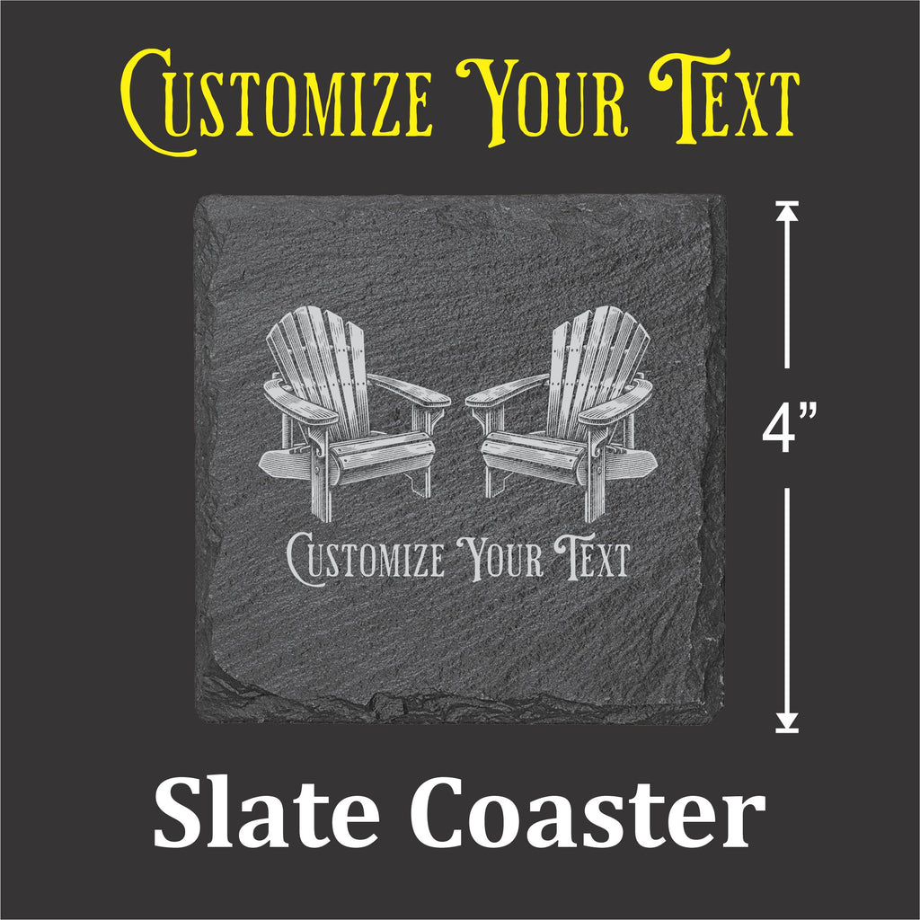 Adirondack Chairs Vintage - 4" Square Slate Coaster
