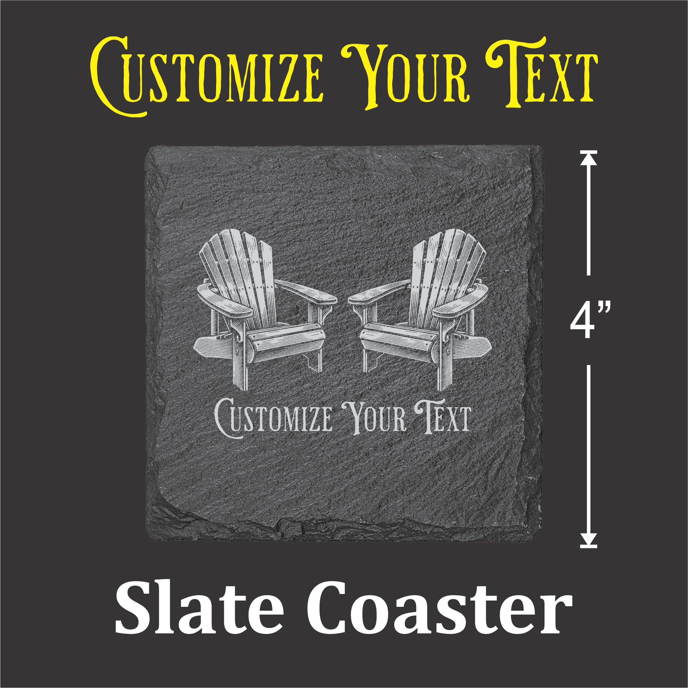 Adirondack Chairs Vintage - 4" Square Slate Coaster