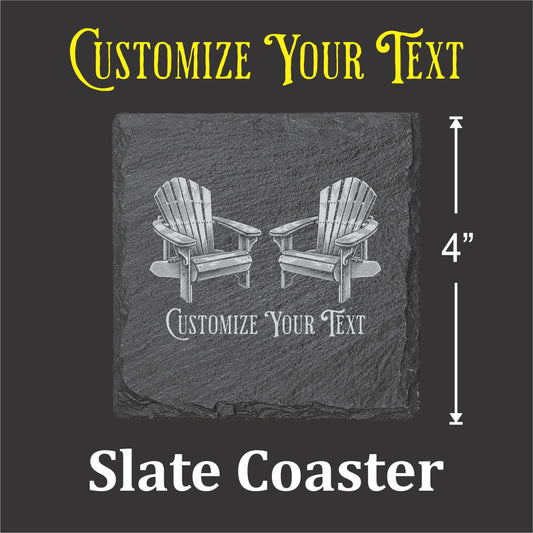 Adirondack Chairs Vintage - 4" Square Slate Coaster