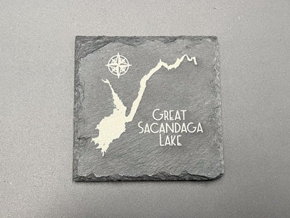 Make my Lake - set of 4 4" Square Slate Coaster