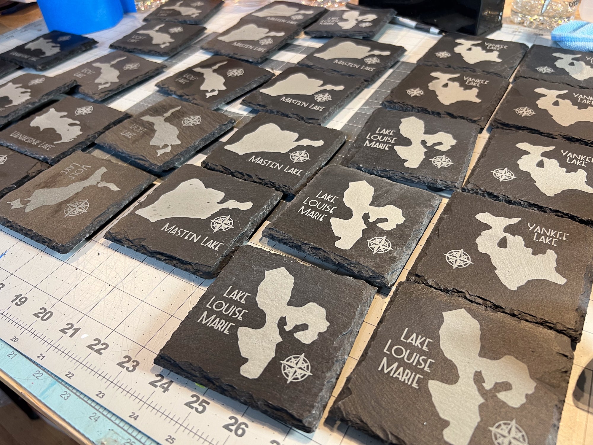 Make my Lake - 4" Square Slate Coaster