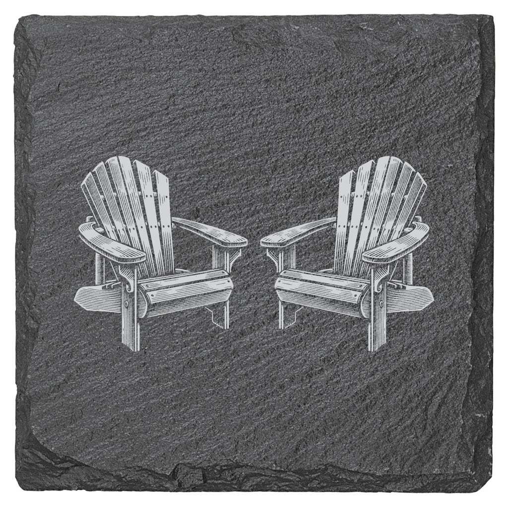 Adirondack Chairs Vintage - 4" Square Slate Coaster