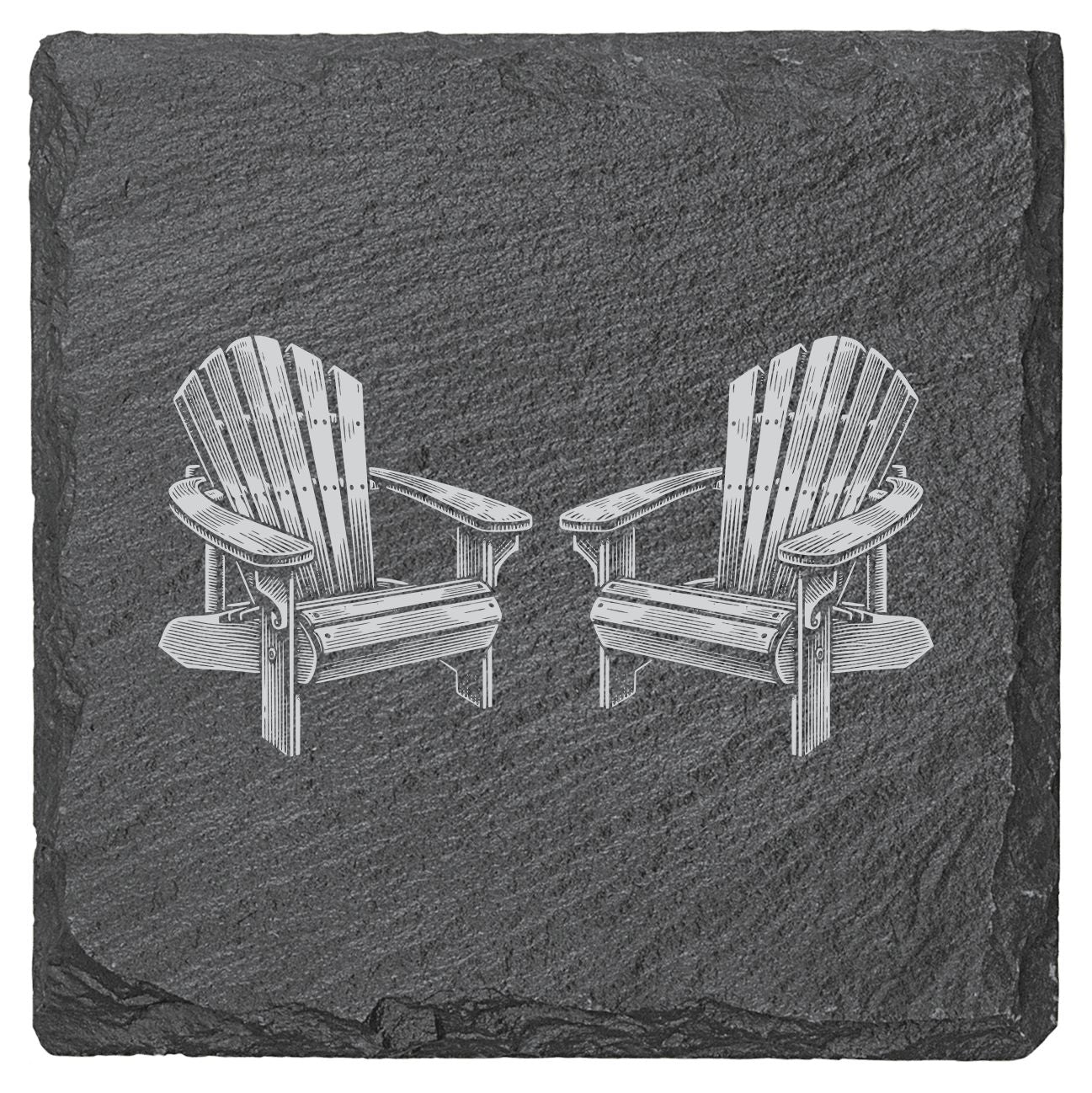 Adirondack Chairs Vintage - 4" Square Slate Coaster