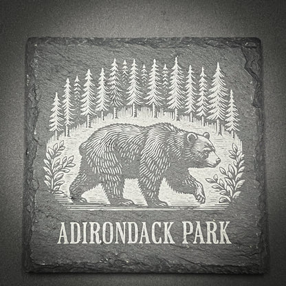 Bear in a Forest - 4" Square Slate Coaster