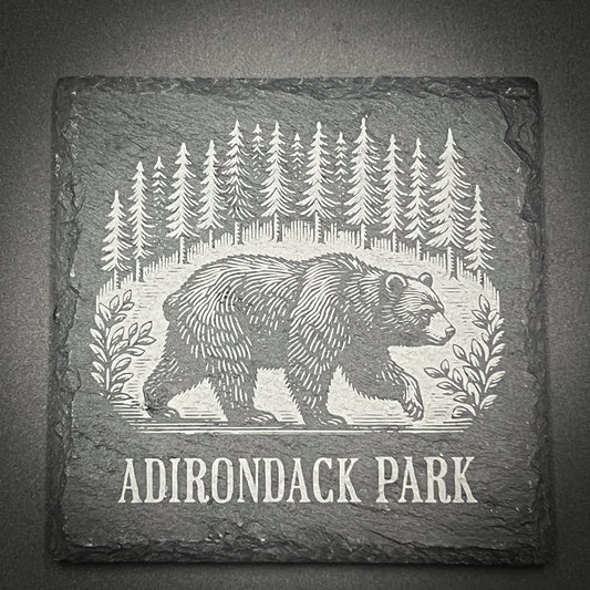 Bear in a Forest - 4" Square Slate Coaster