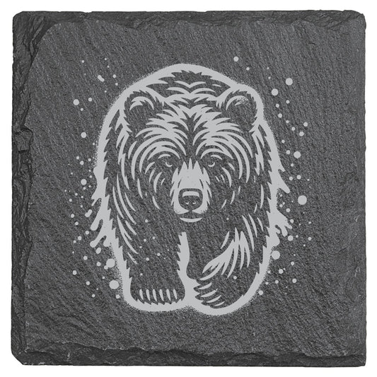 Bear Street Art Style - 4" Square Slate Coaster
