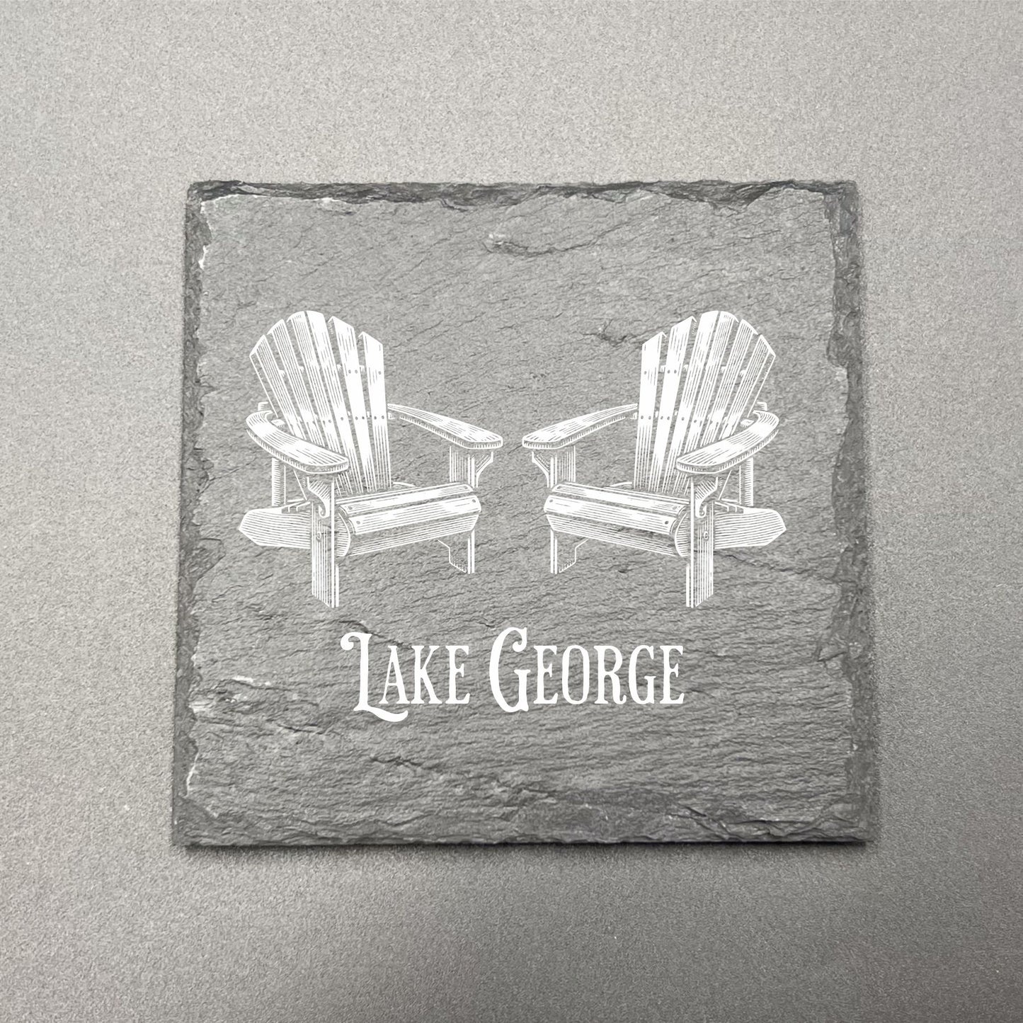 Adirondack Chairs Vintage - 4" Square Slate Coaster