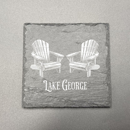 Adirondack Chairs Vintage - 4" Square Slate Coaster