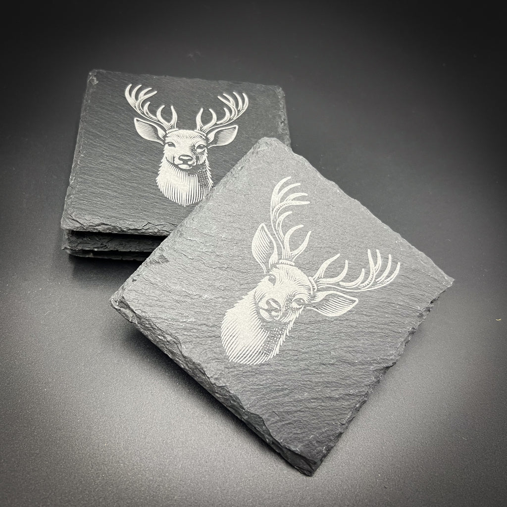 Stag  - 4" Square Slate Coaster