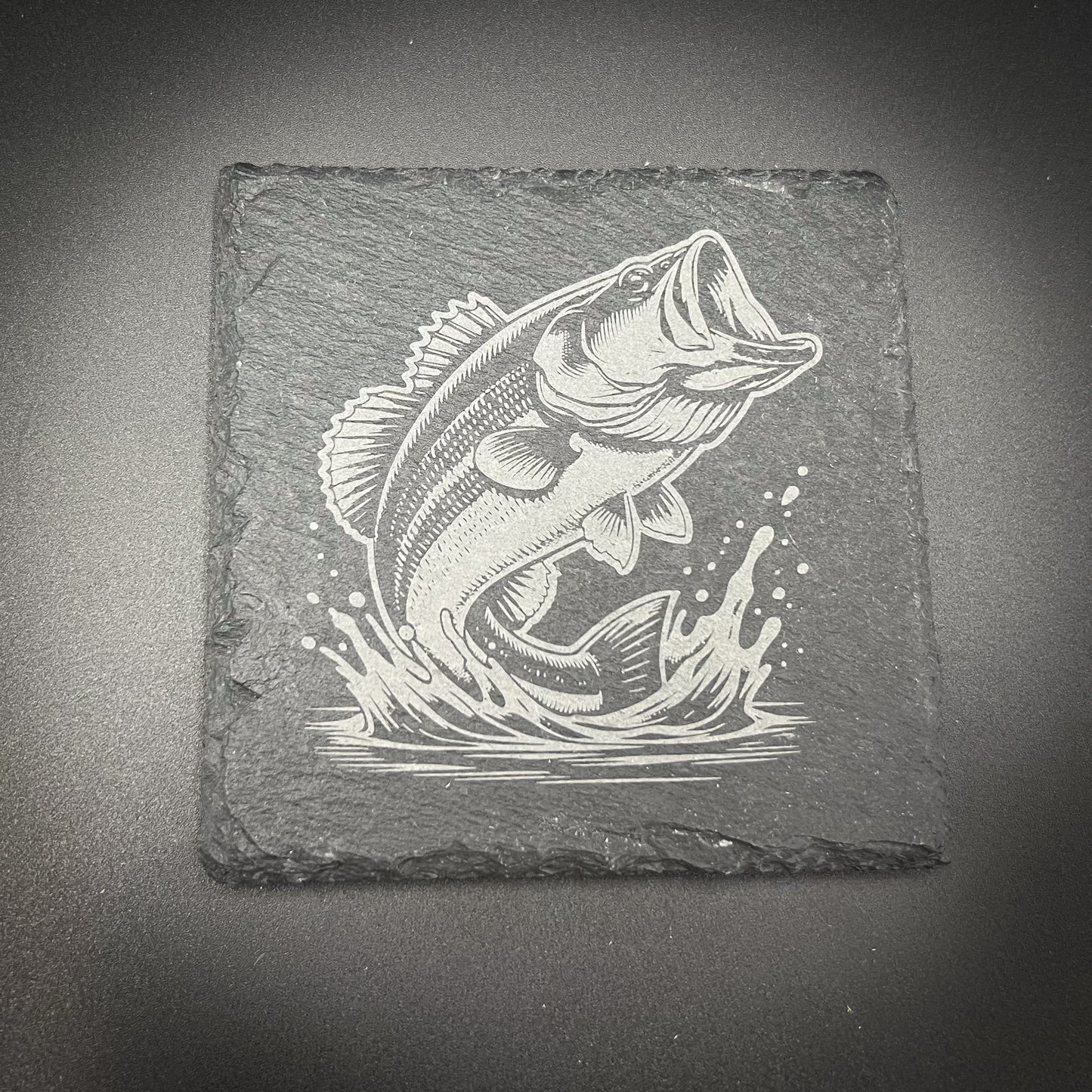 Large Mouth Bass - 4" Square Slate Coaster