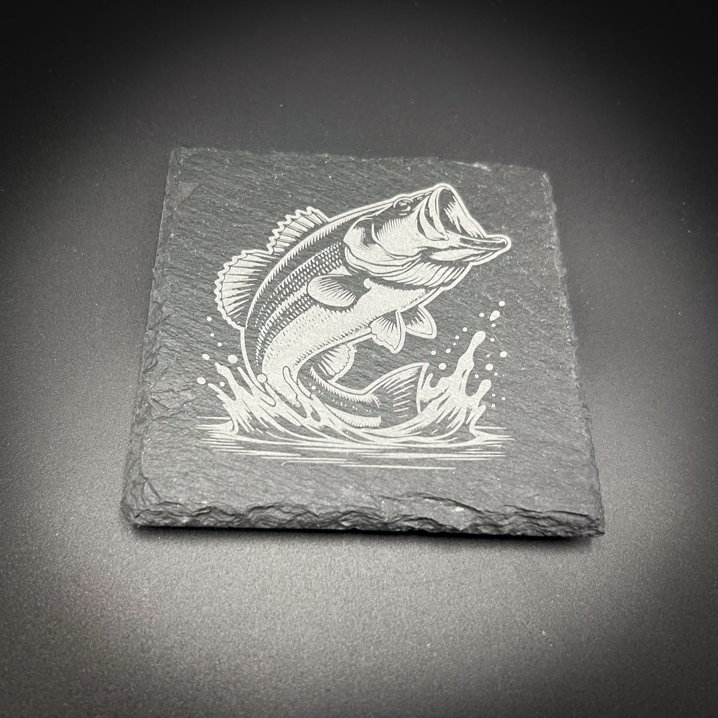 Large Mouth Bass - 4" Square Slate Coaster