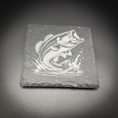 Large Mouth Bass - 4" Square Slate Coaster