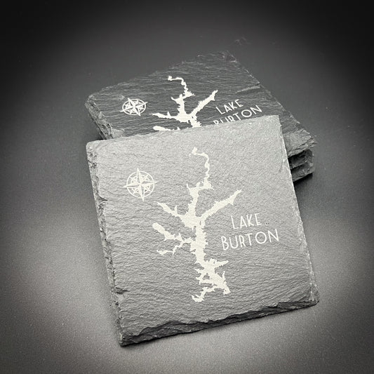 Make my Lake - set of 4 4" Square Slate Coaster