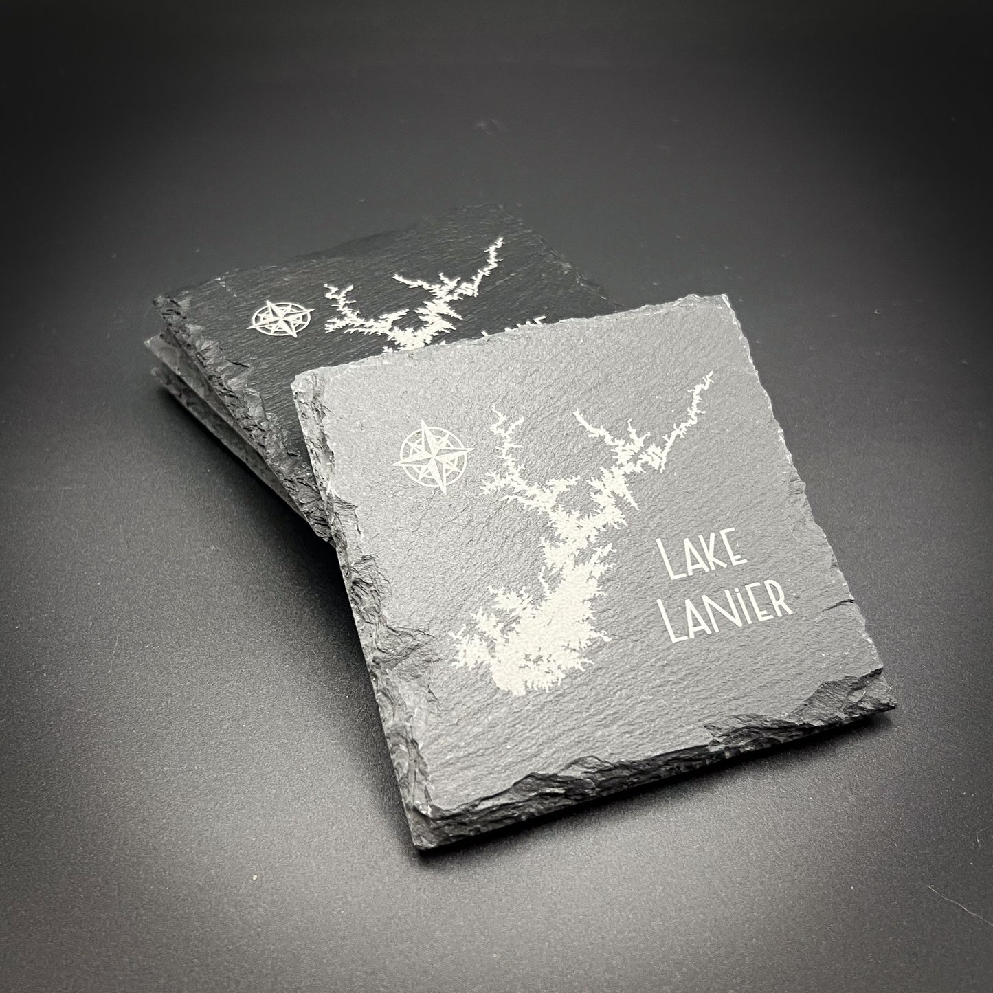 Make my Lake - set of 4 4" Square Slate Coaster