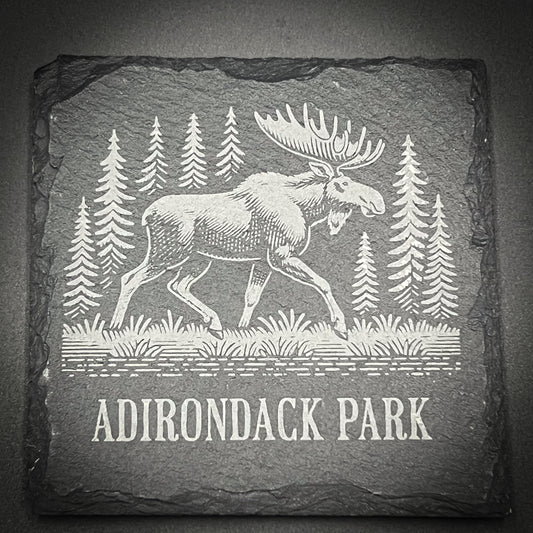 Moose in a Forest - 4" Square Slate Coaster