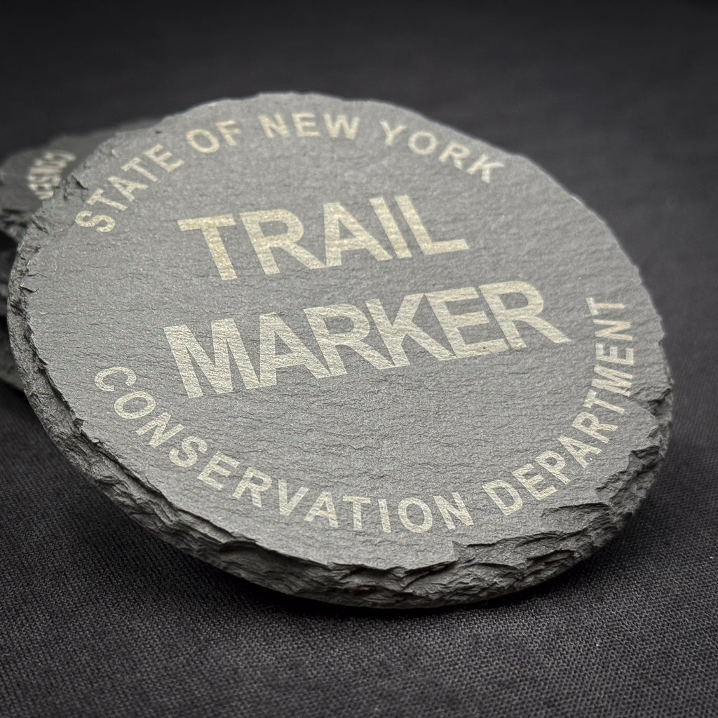 ADK Trail Marker  - 4" Round Slate Coaster