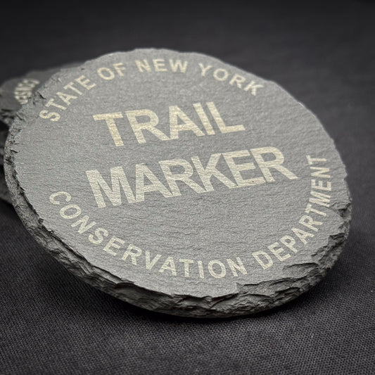 Adirondack Trail Marker  - 4" Round Slate Coaster