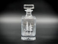 Whiskey Decanter: 3 Trees Etched Design (750ml Square Glass)