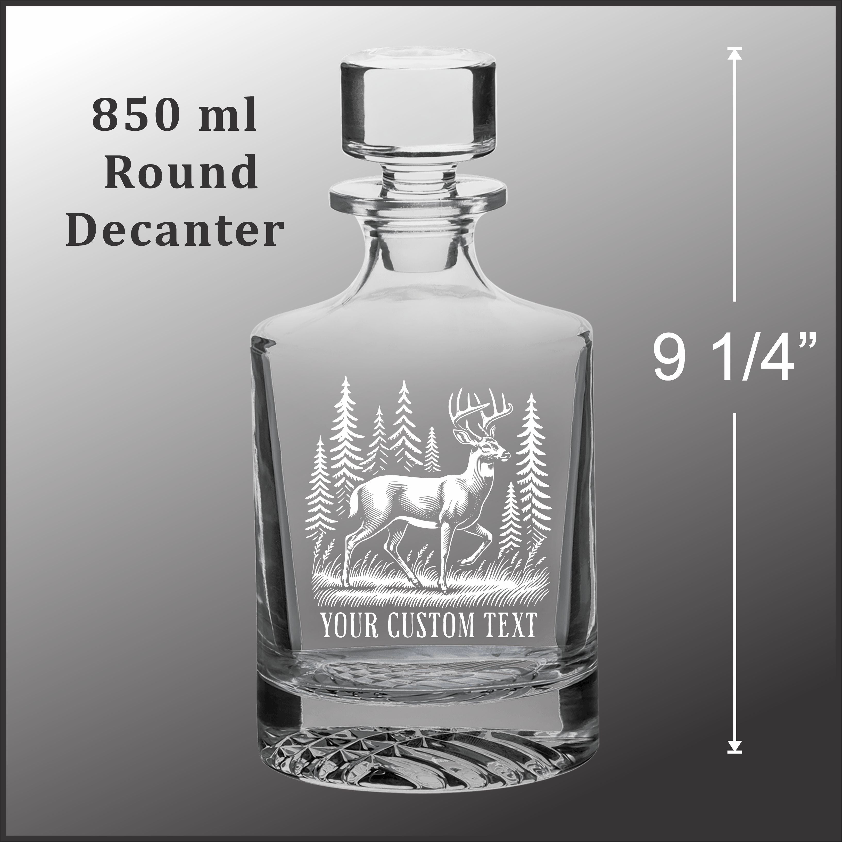 Deer in a Forest - 850ml Round Whiskey Decanter