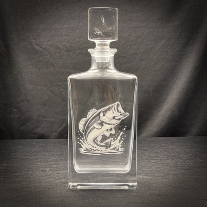 Large Mouth Bass - 810 ml Rectangle Whiskey Decanter