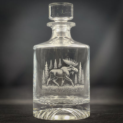 Moose in a Forest - 850ml Round Whiskey Decanter