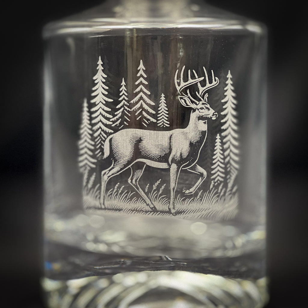 Deer in a Forest - 850ml Round Whiskey Decanter